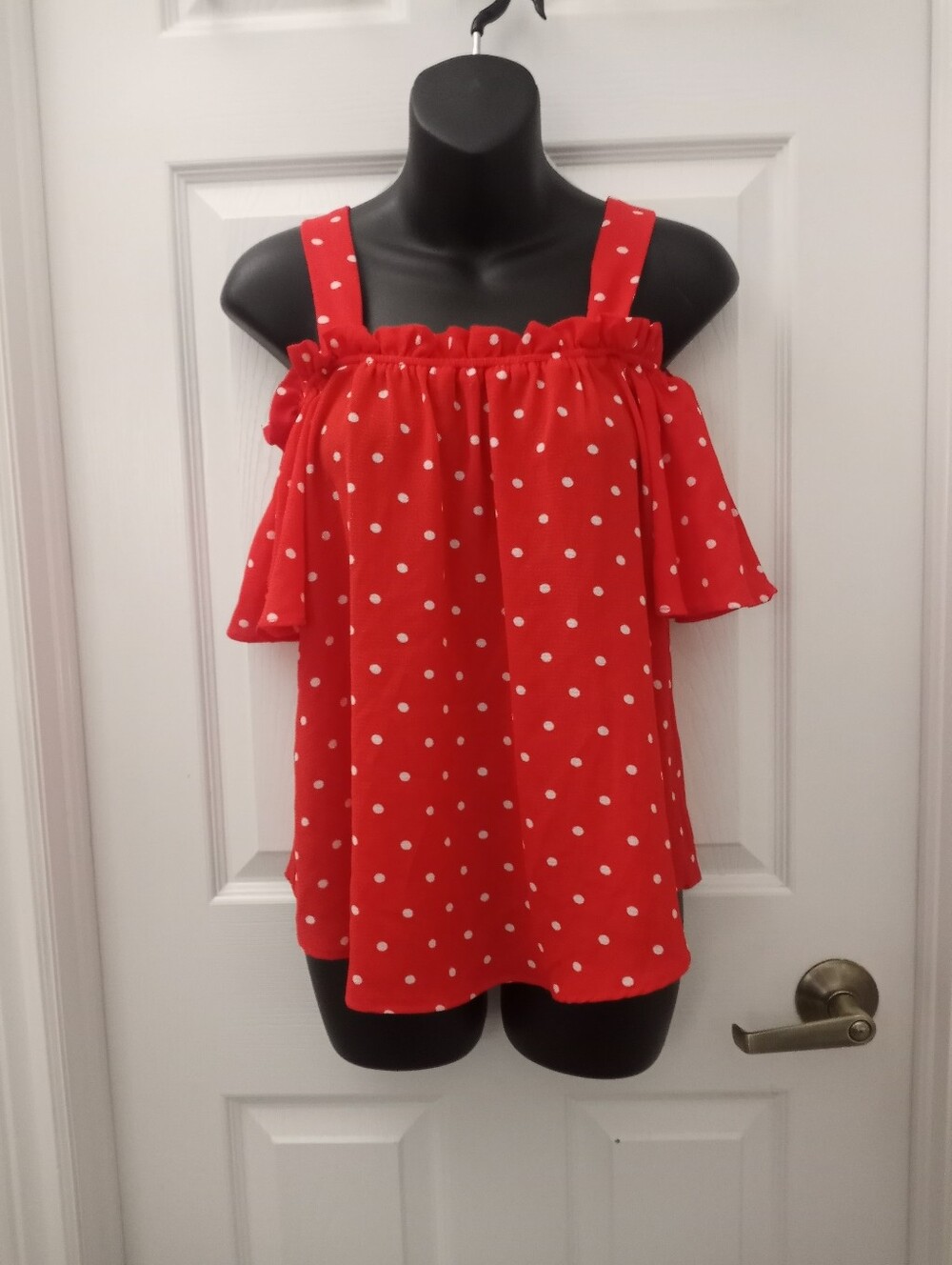 XS Primark Red Polka Dot Off-Shoulder Blouse